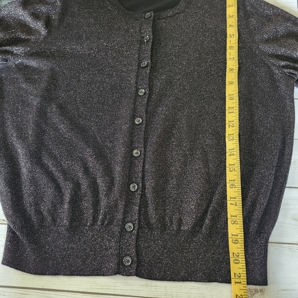Ann Taylor Metallic Black & Bronze Cardigan Sweater Size Large - Picture 6 of 7